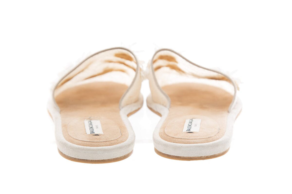 Balenciaga Sheer Floral Lace White Slipper SZ 37