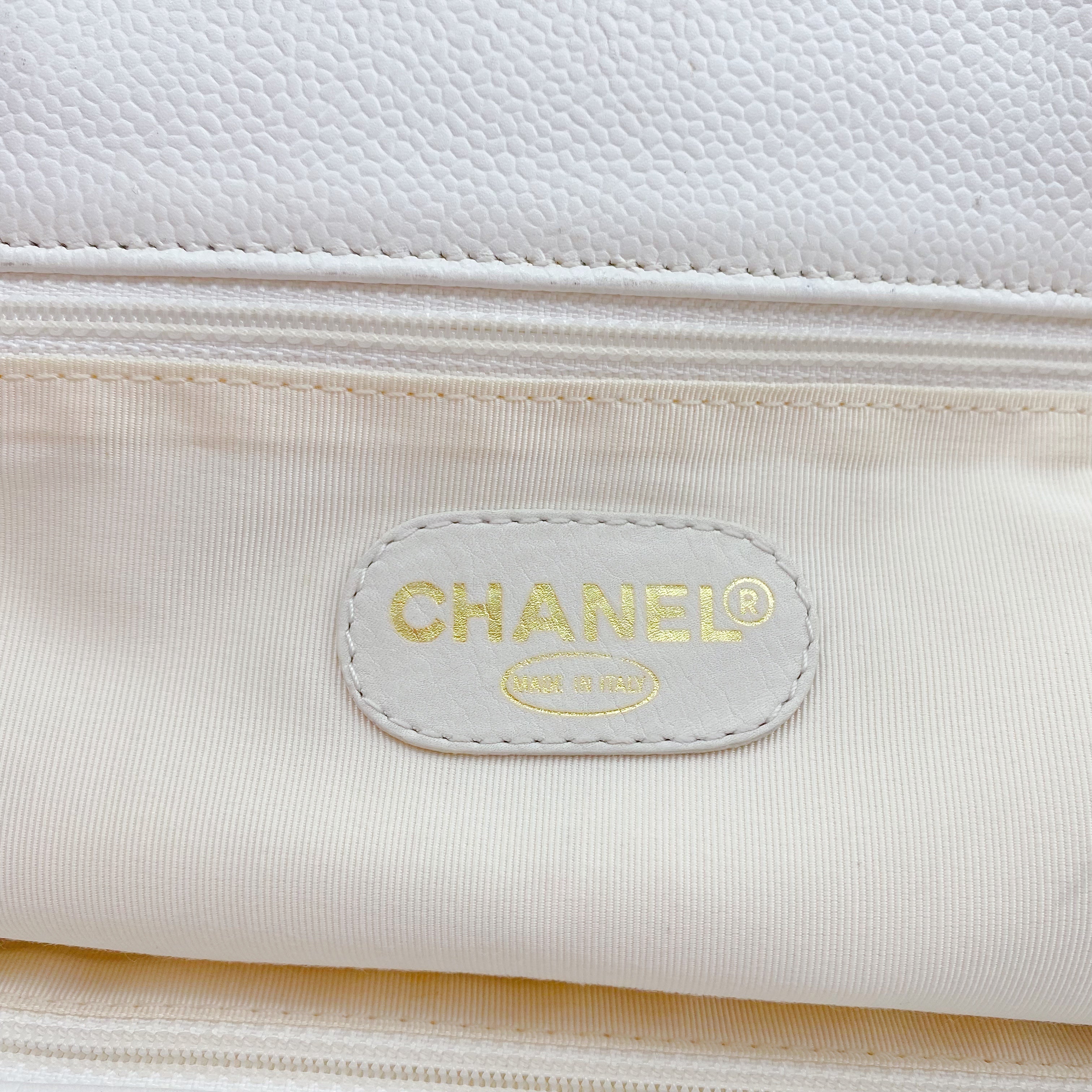 Chanel Vintage Caviar Wood Handle Tote