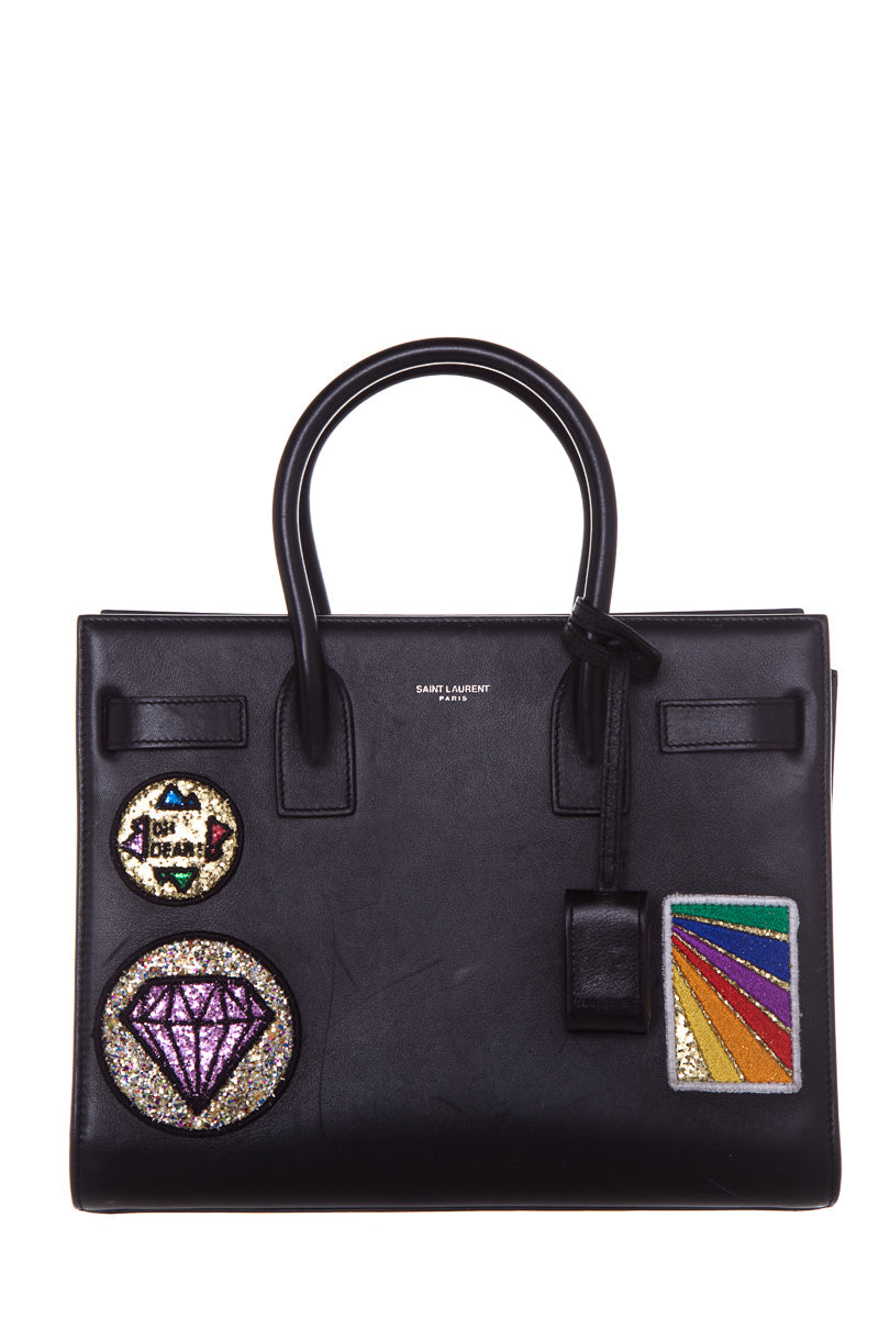 Saint Laurent Black Patch Detail Sac de Jour NM