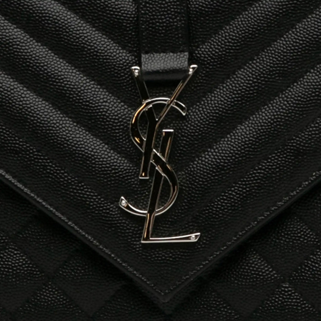 Yves Saint Laurent Triquilt Envelope Medium Black Leather