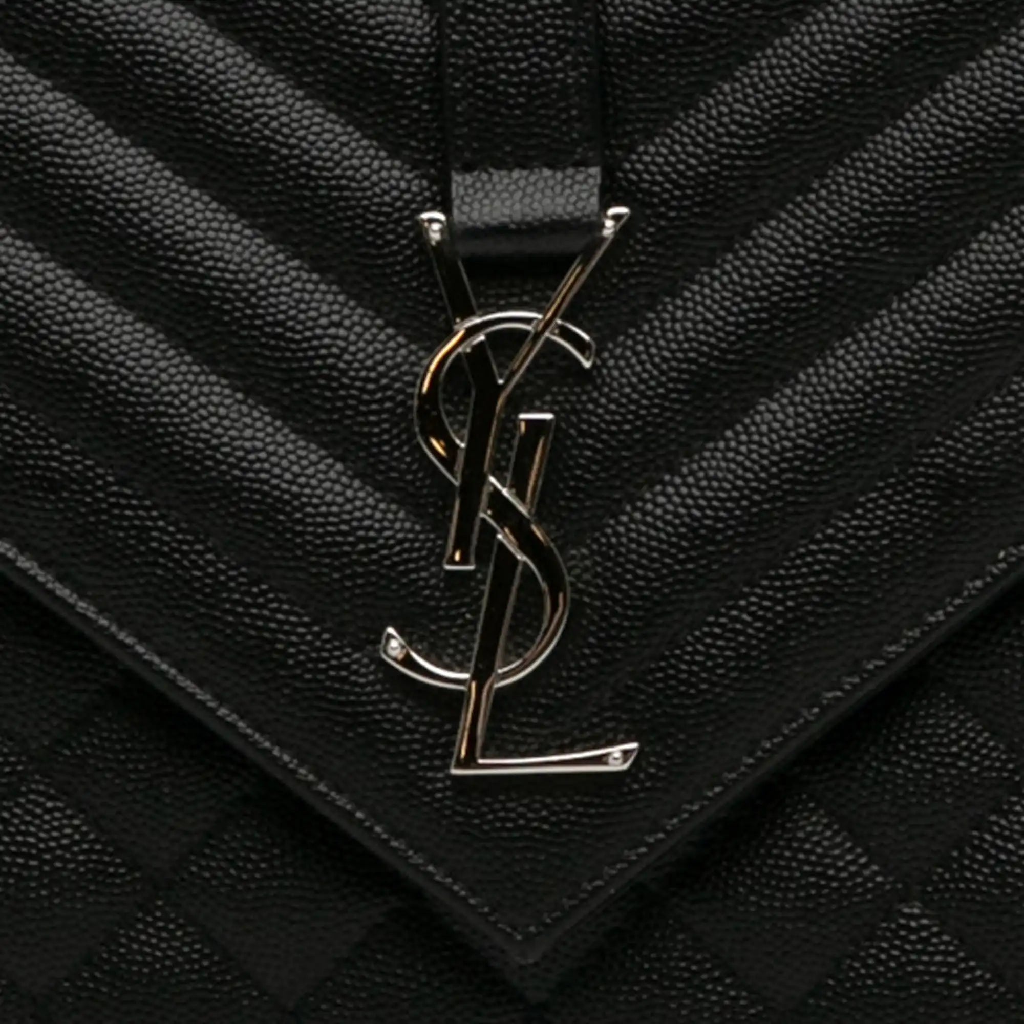 Yves Saint Laurent Triquilt Envelope Medium Black Leather