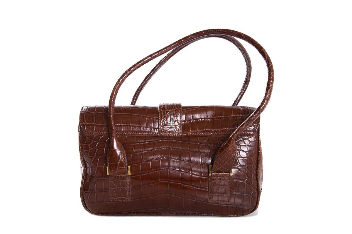 Lambertson Truex Brown Alligator Shoulder Bag