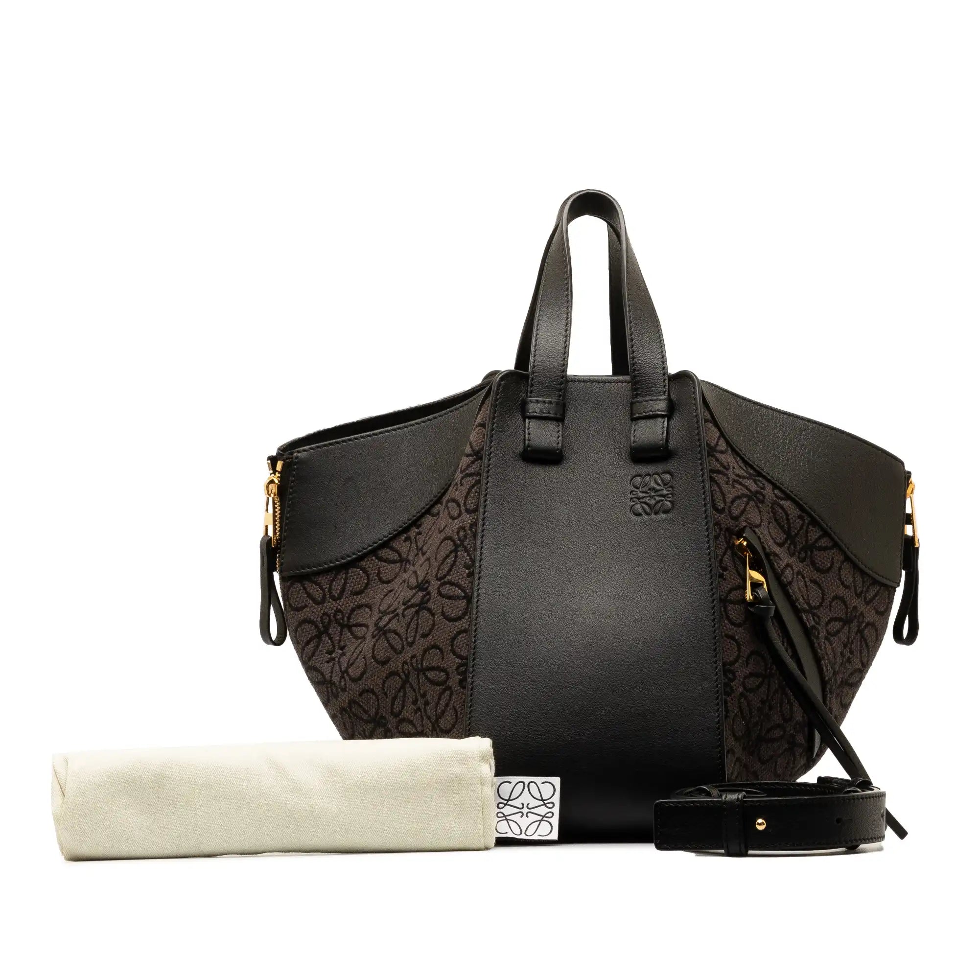 Loewe Anagram Hammock Bag Small Brown Canvas