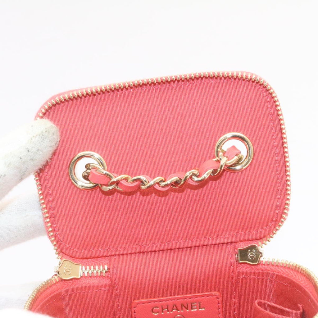 CHANEL Vanity Chain Shoulder Pouch Hemp Pink CC knn023