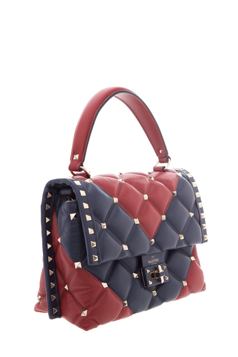 Valentino Navy & Red Leather Candystud Top Handle Handbag