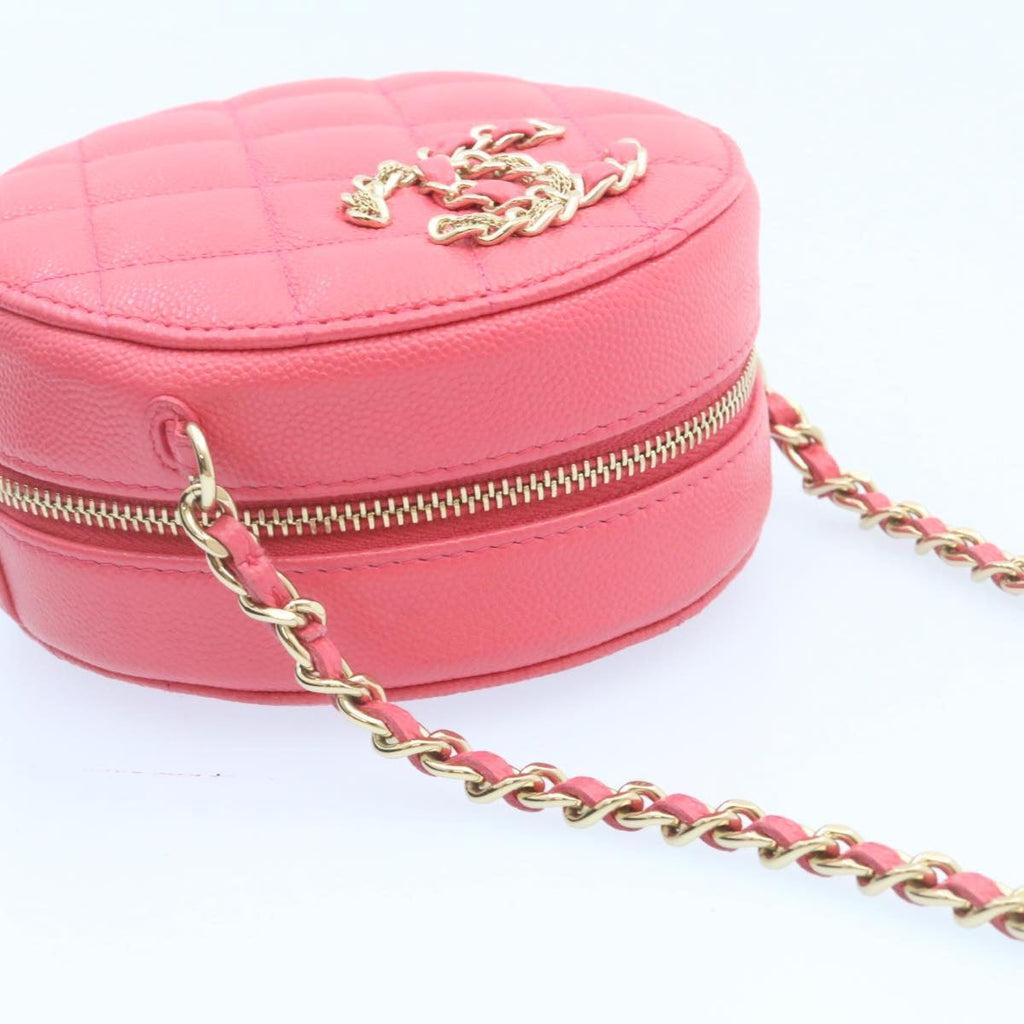 CHANEL Matelasse Caviar Skin Chain Shoulder Bag Pink CC 23651A