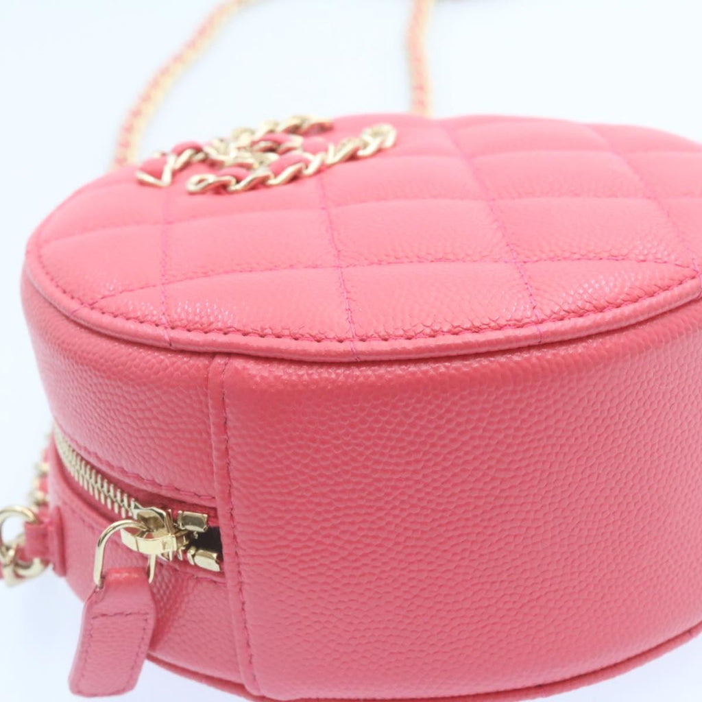 CHANEL Matelasse Caviar Skin Chain Shoulder Bag Pink CC 23651A