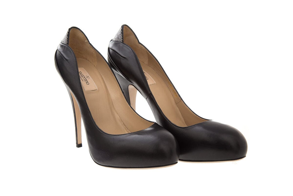 Valentino Black Bow Crystal Heel Pumps SZ 40