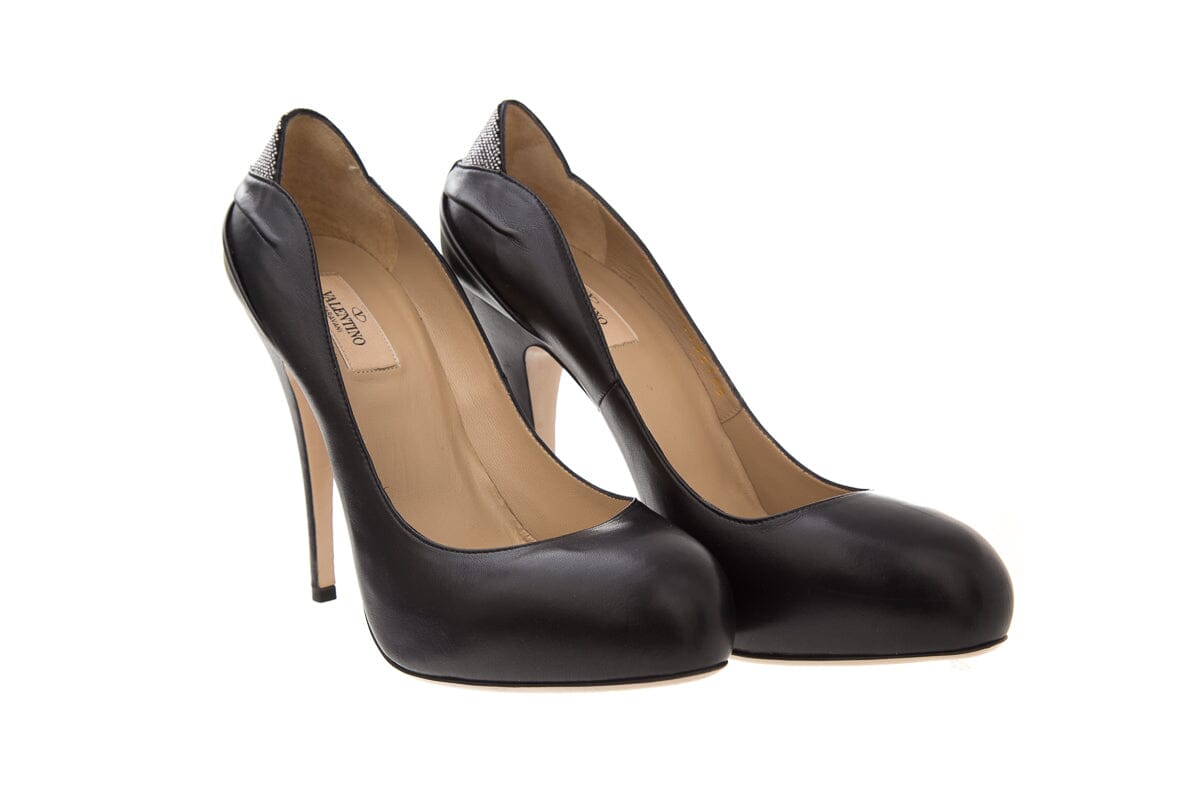 Valentino Black Bow Crystal Heel Pumps SZ 40