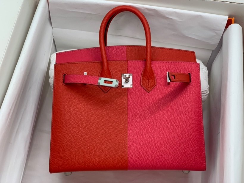 HM Birkin Bi Color Custom For Women Silver Toned Hardware 11in/30cm