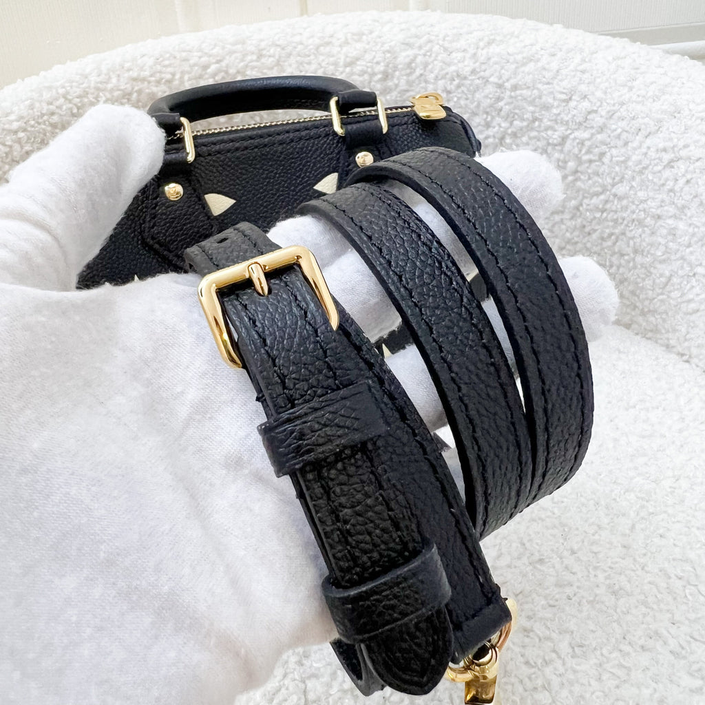 LV Speedy Nano in in Black and Creme Giant Monogram Empreinte Leather GHW