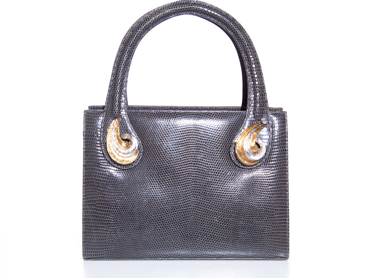 Martin Van Schaak Grey Lizard Skin Handbag