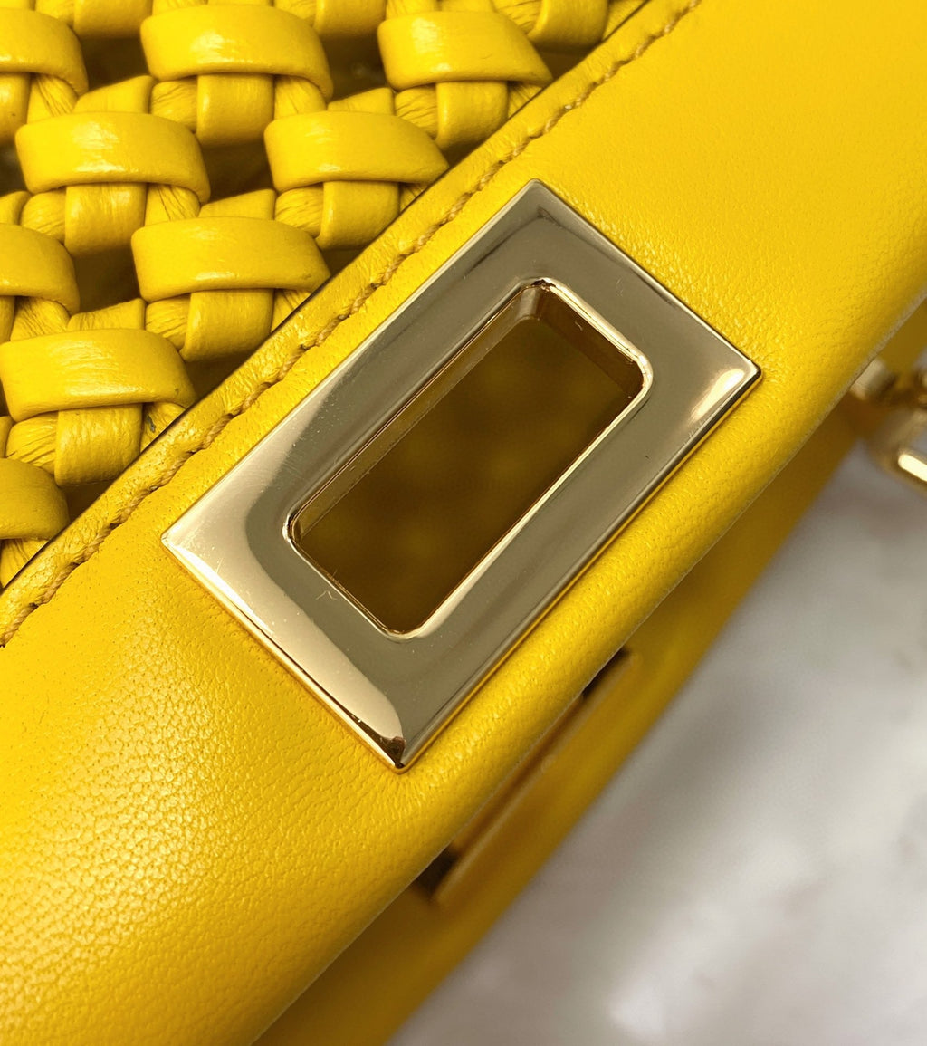 FI GlamI Mini Yellow Braided Bag For Woman 18cm/7in