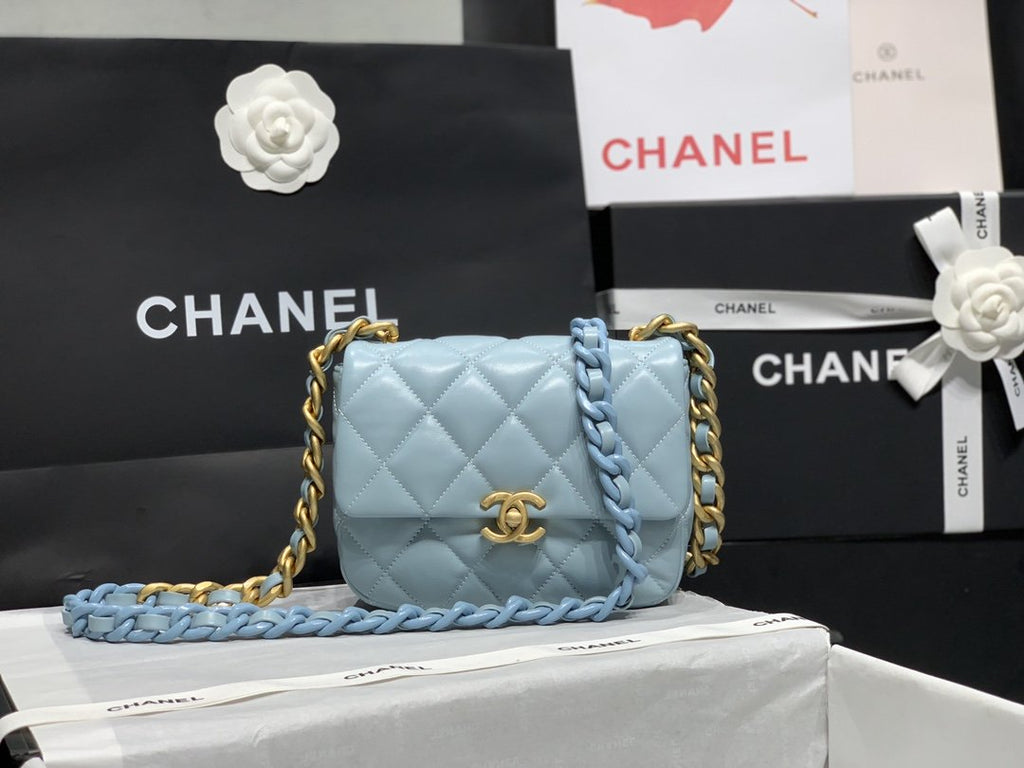 CHLMini GlamIap Bag Gold-Tone Metal Blue Bag For Women 13cm/5in
