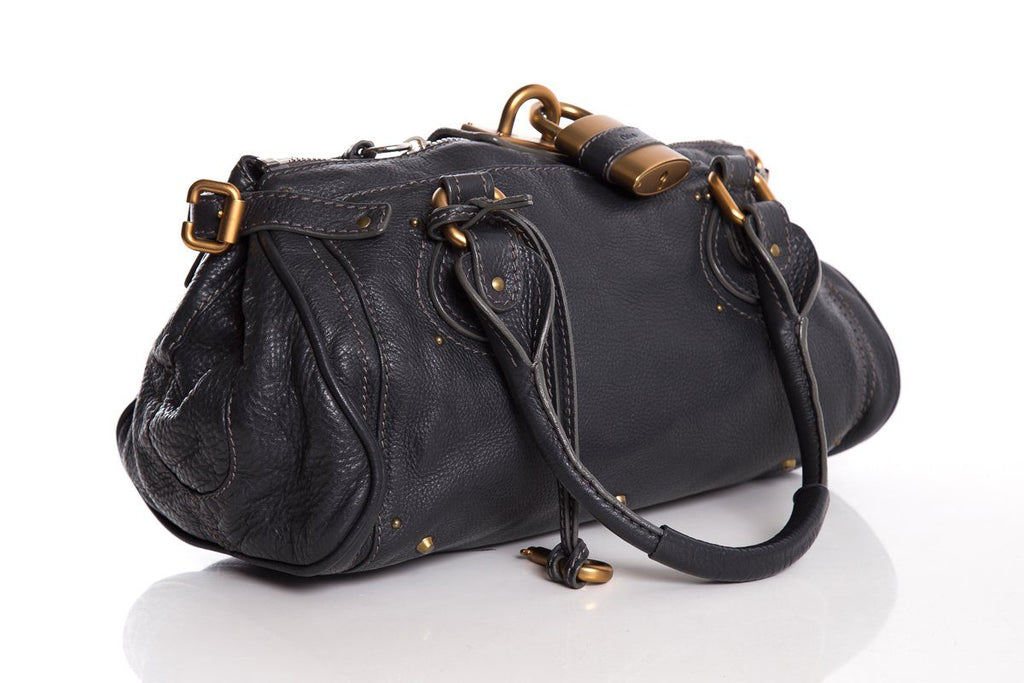 ChloÃƒÆ’Ã‚Â© Midnight Navy Leather Pad-Lock Large Shoulder Bag