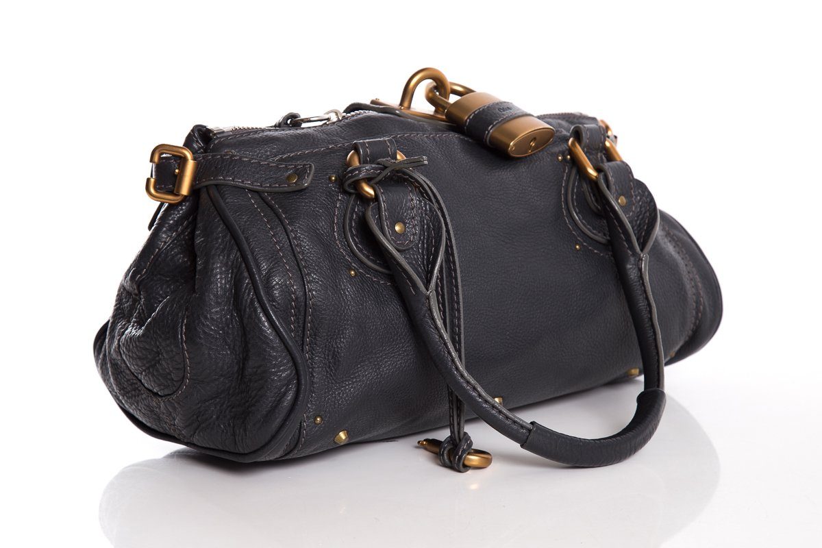 ChloÃƒÆ’Ã‚Â© Midnight Navy Leather Pad-Lock Large Shoulder Bag