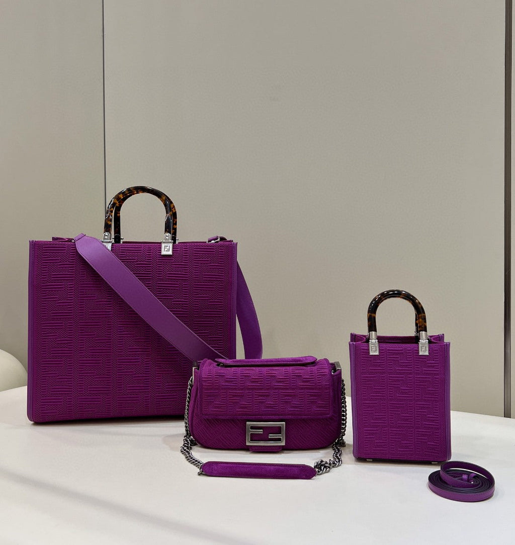 FI Baguette Chain MiGLAMI Purple FF Fabric Bag For Woman 14.5cm/6in 8BR793AHW5F1GEH