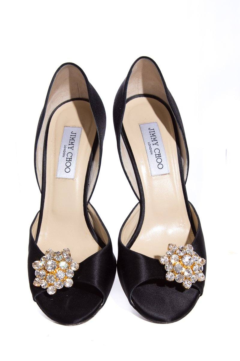 Jimmy Choo Black Satin Heels SZ 40