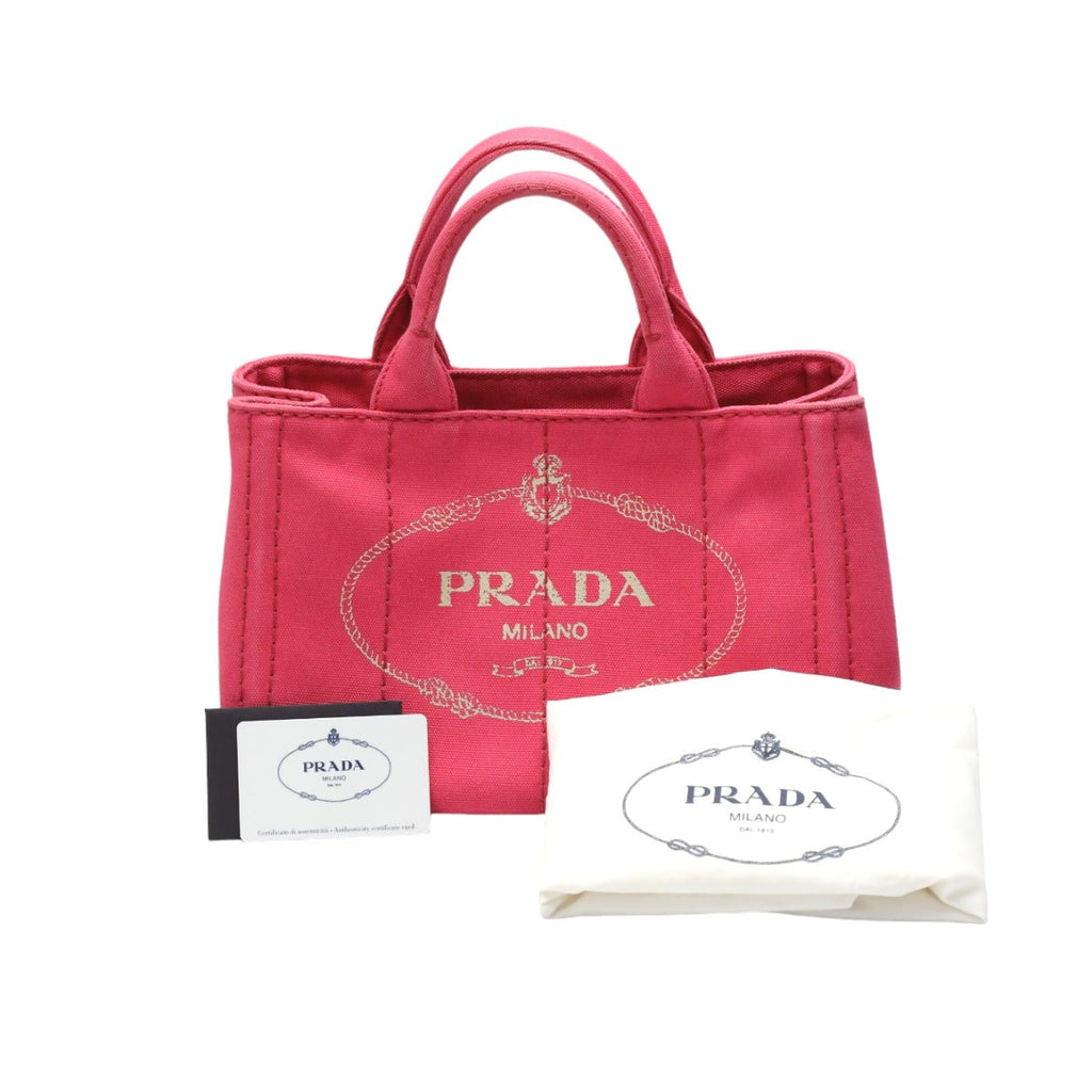 PRADA Tote Bag B2439G Cotton denim pink Tote Bag canvas Canapa Women Used