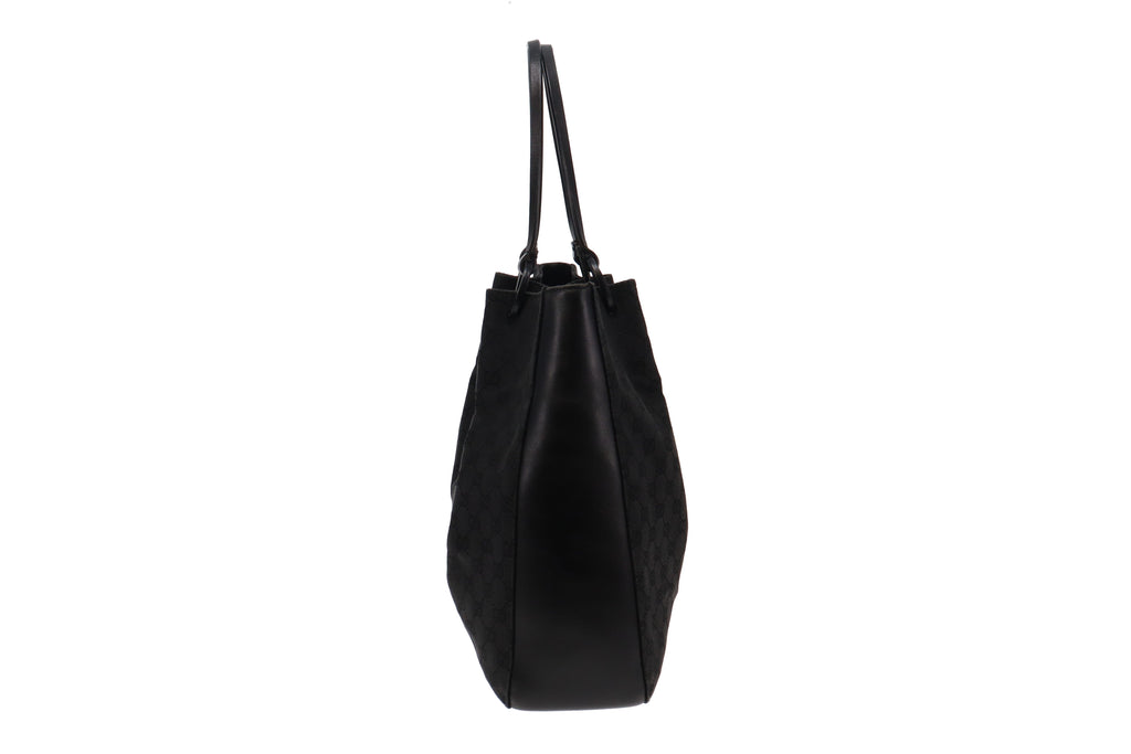 Gucci Vintage Black GG Tote Rouched