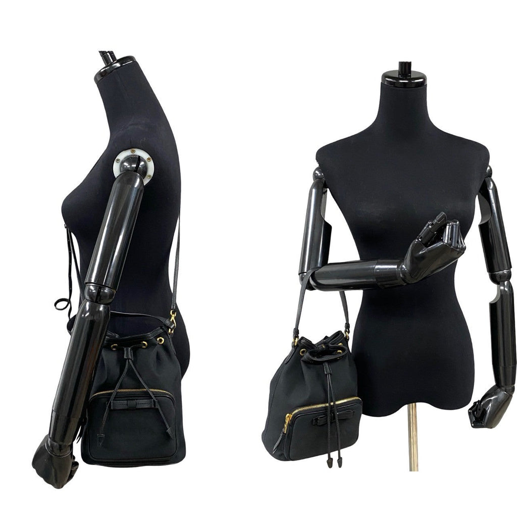 PRADA Shoulder Bag leather black duet
