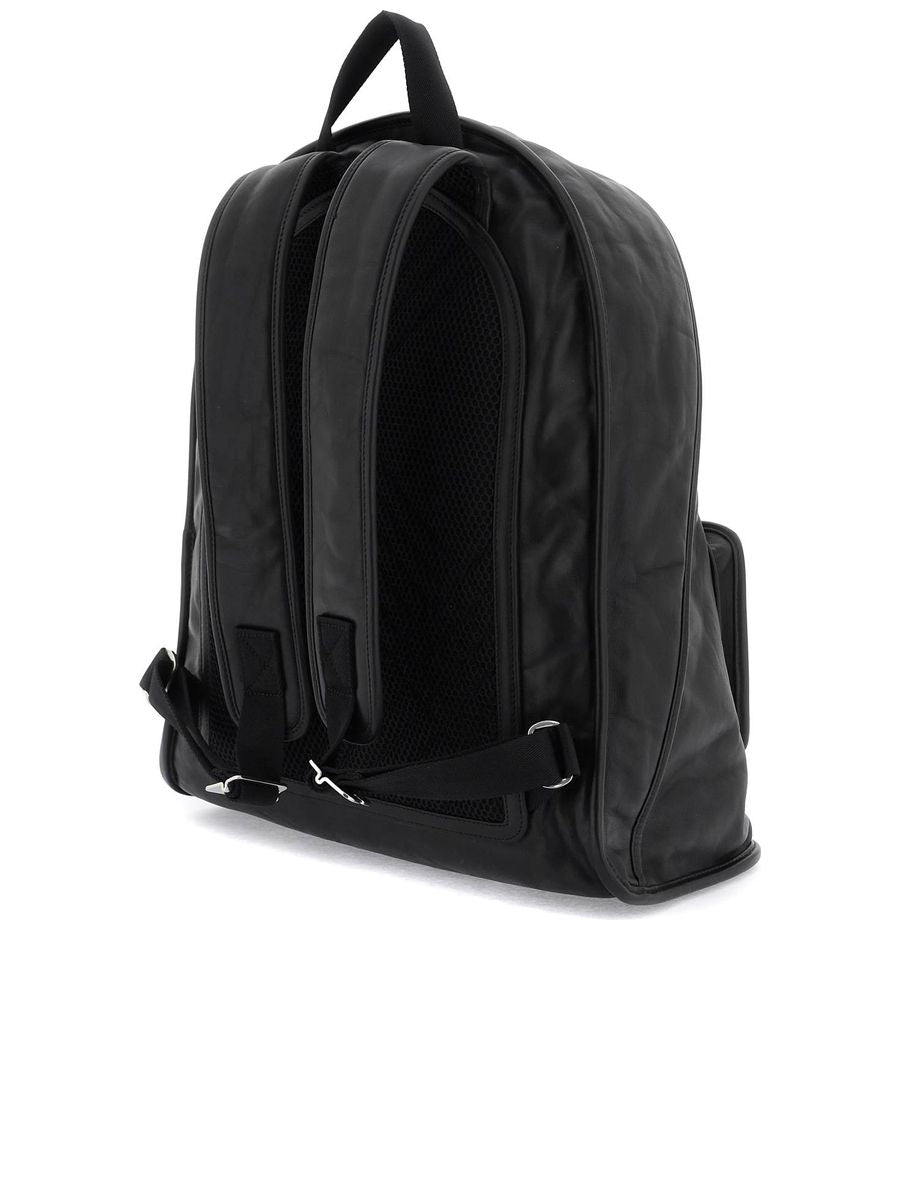 Crinkled Leather Shield Backpack