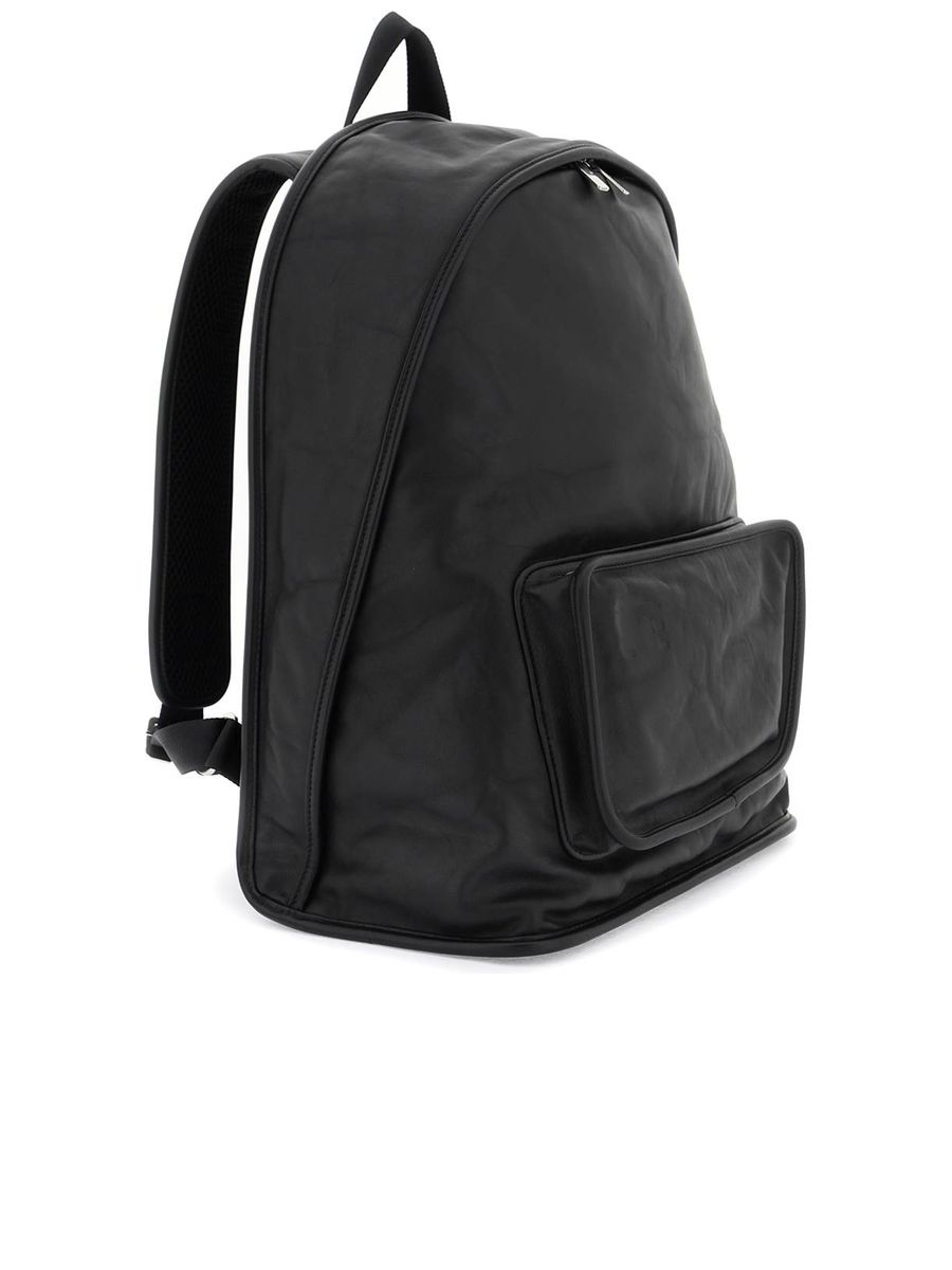 Crinkled Leather Shield Backpack