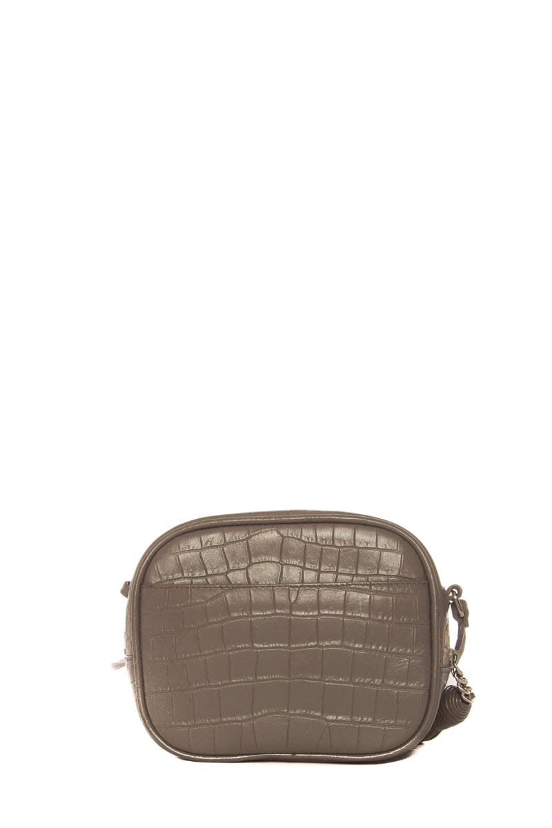 YSL Grey Embossed Croc Blogger  Cross-Body