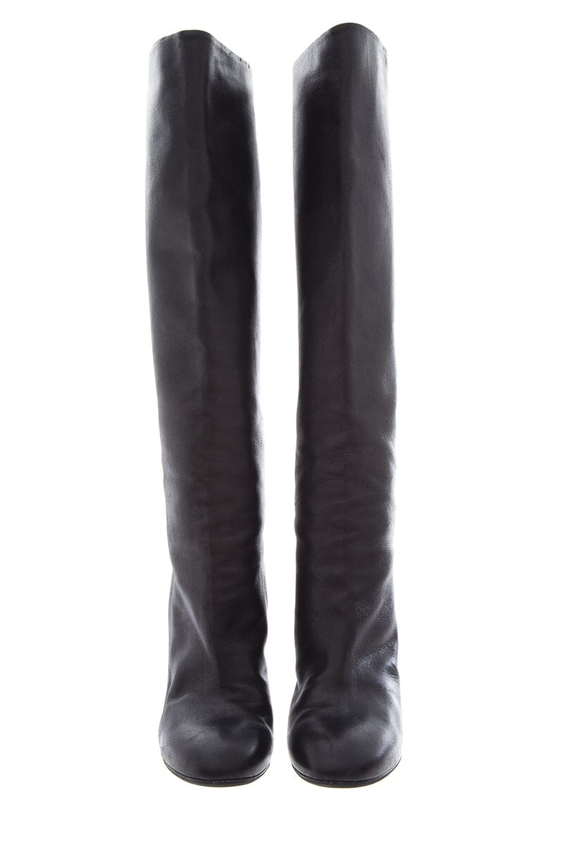 Chanel Black Leather High Boots SZ 36