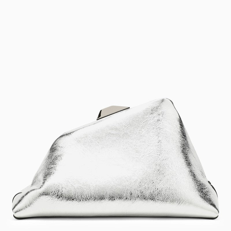 The Attico Day Off Silver Leather Clutch Bag Women