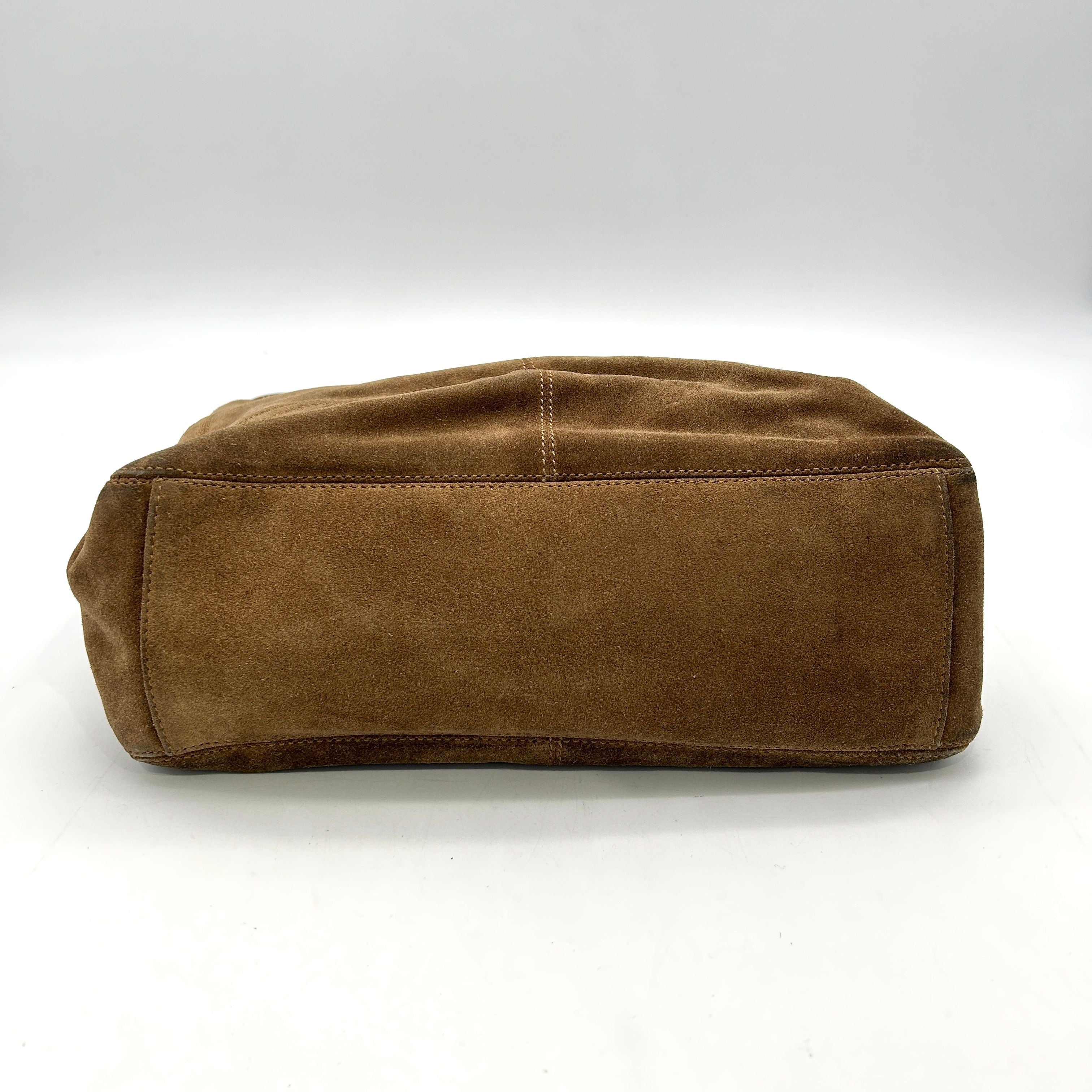Pre-owned Chanel Brown Suede CC Logo Shopper Tote Bag ch8865bg