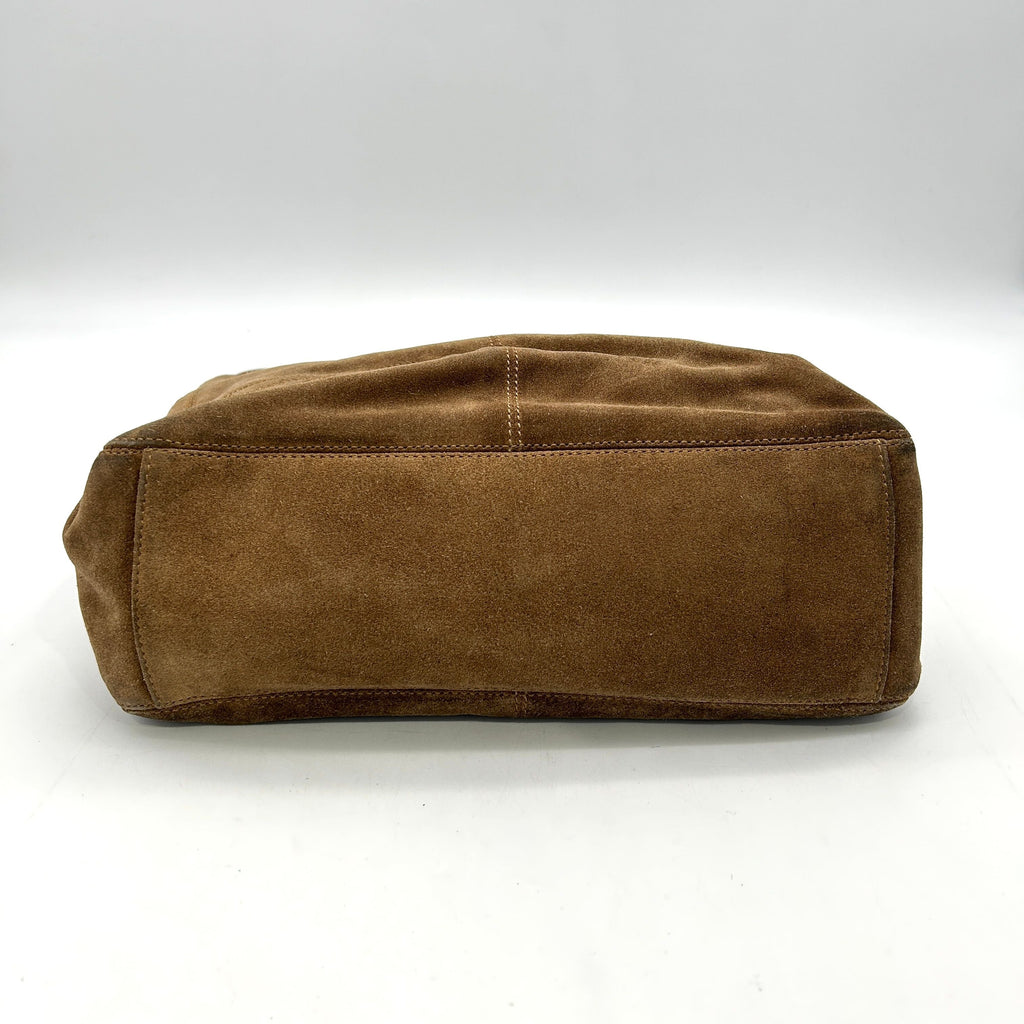 Pre-owned Chanel Brown Suede CC Logo Shopper Tote Bag ch8865bg