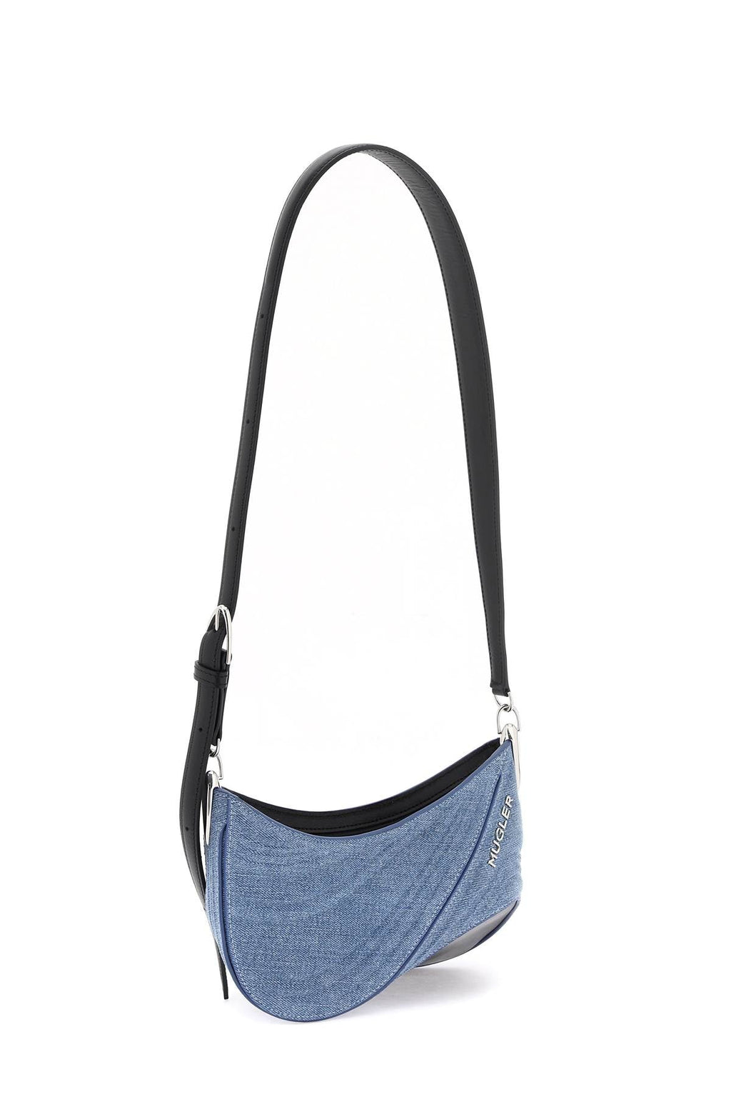 Mugler Small Denim Spiral Curve 01 Shoulder Bag Women