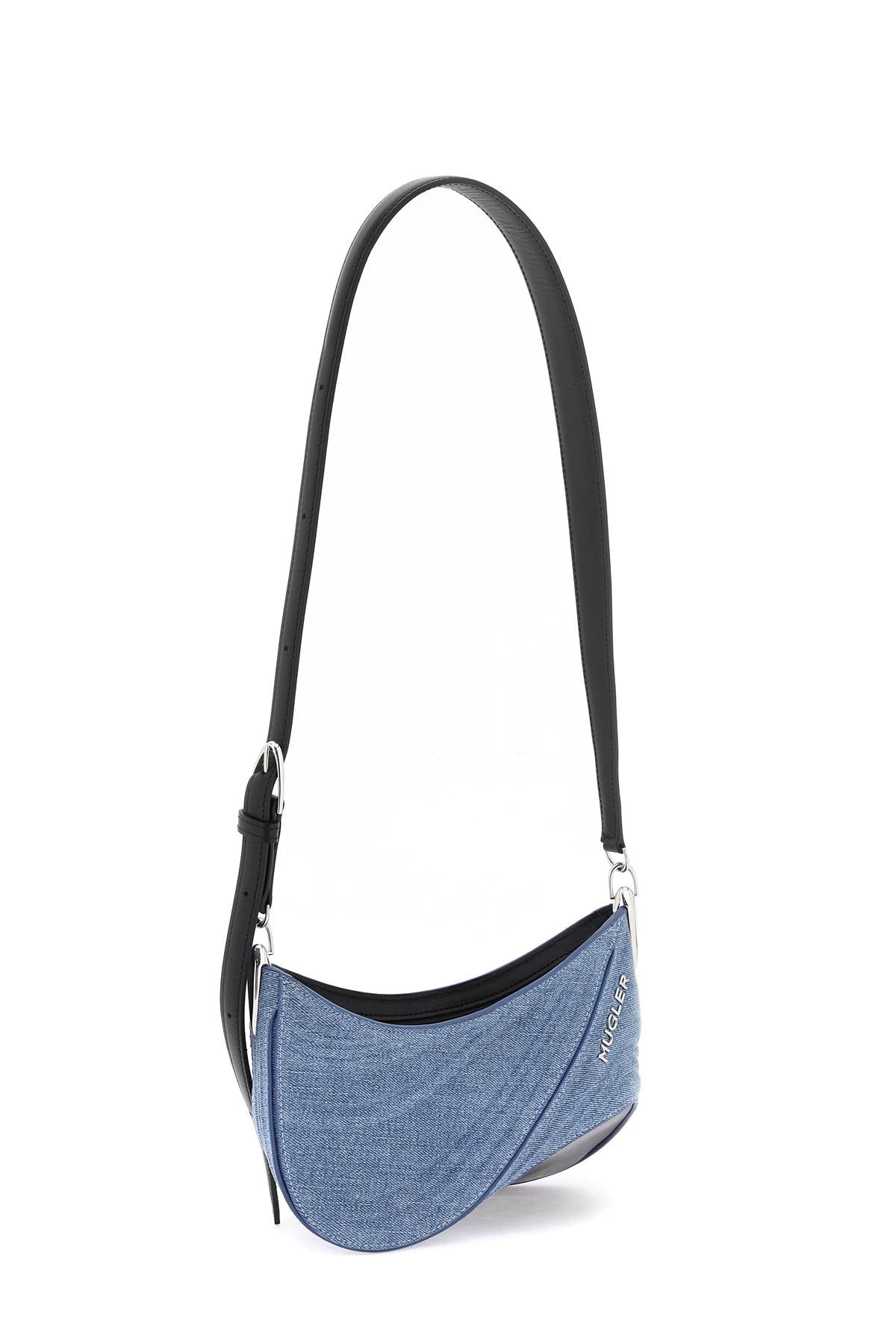 Mugler Small Denim Spiral Curve 01 Shoulder Bag Women