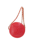 Chanel Round Shoulder Bag Red Leather