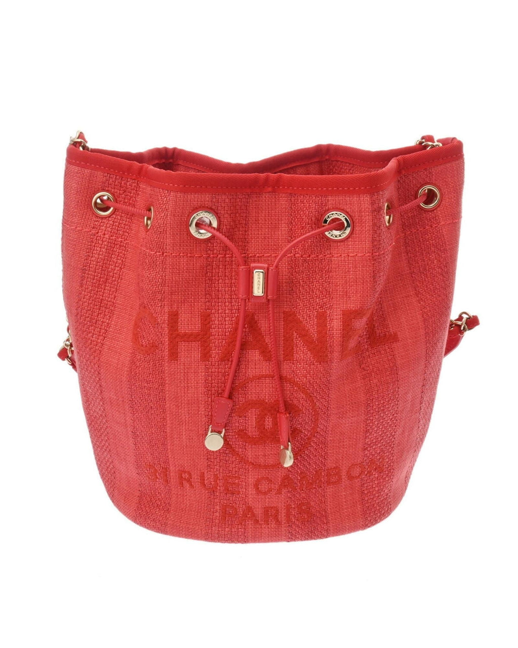 Chanel Raffia Bucket Bag Red Raffia Style
