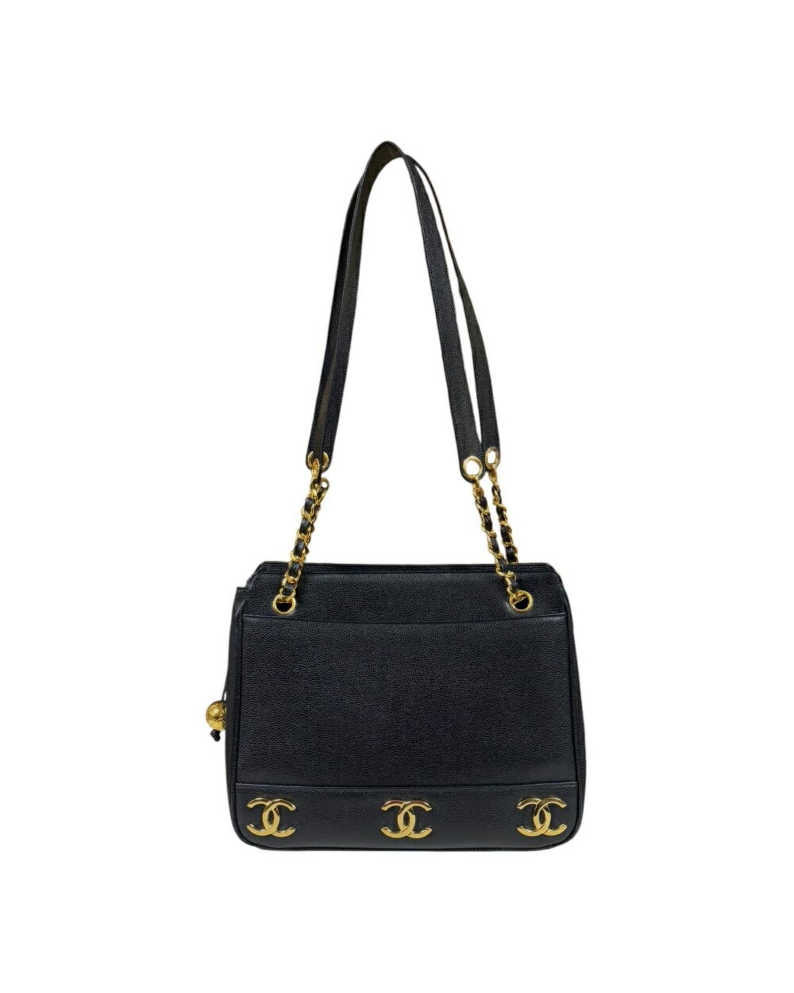 Chanel Caviar Leather Shoulder Bag Black