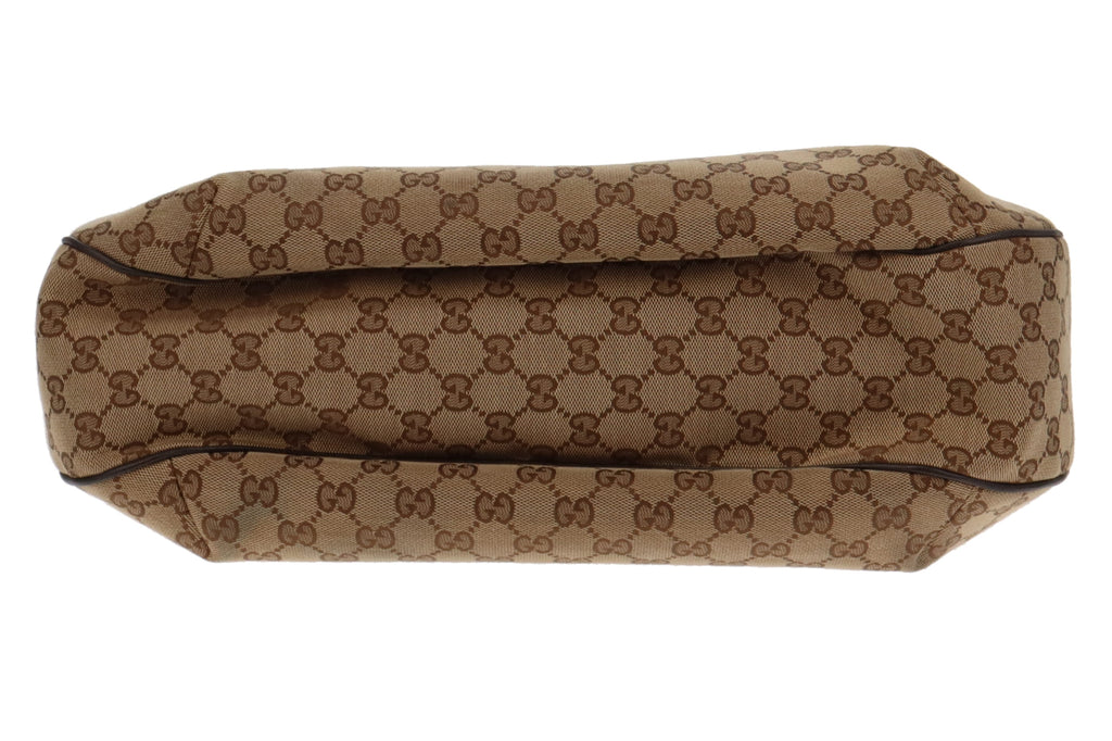 Gucci GG Canvas Hobo Large With Brown Leather Trims