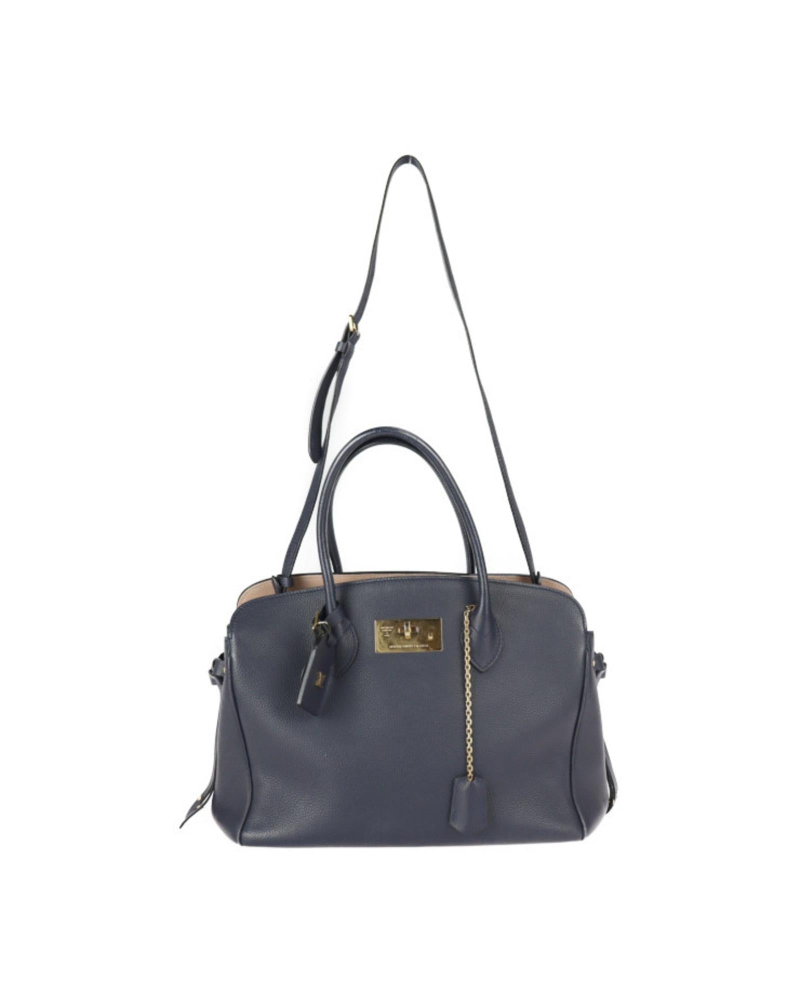Mila MM Navy Leather Handbag - Louis Vuitton