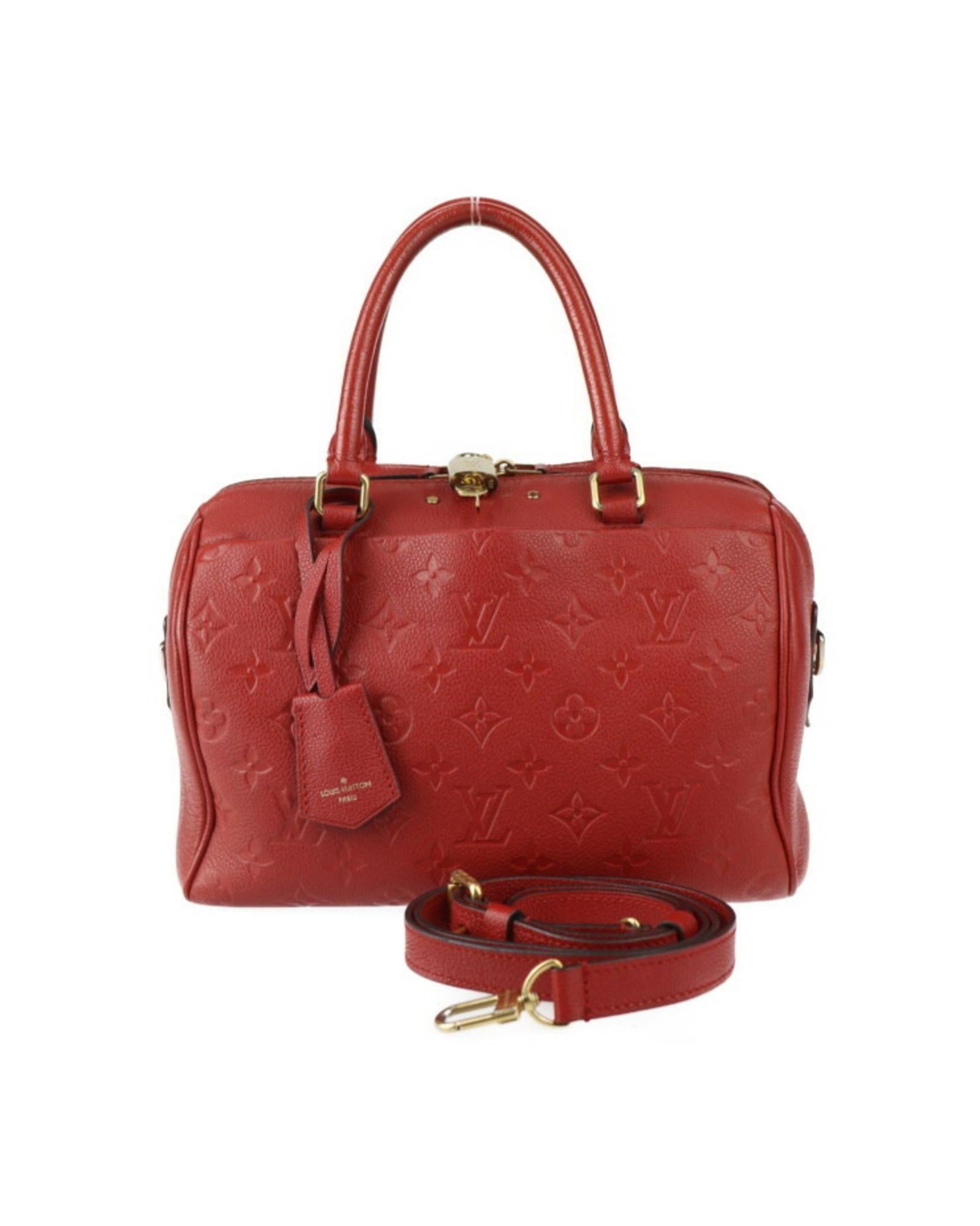 Embossed Leather Speedy Bag with Shoulder Strap