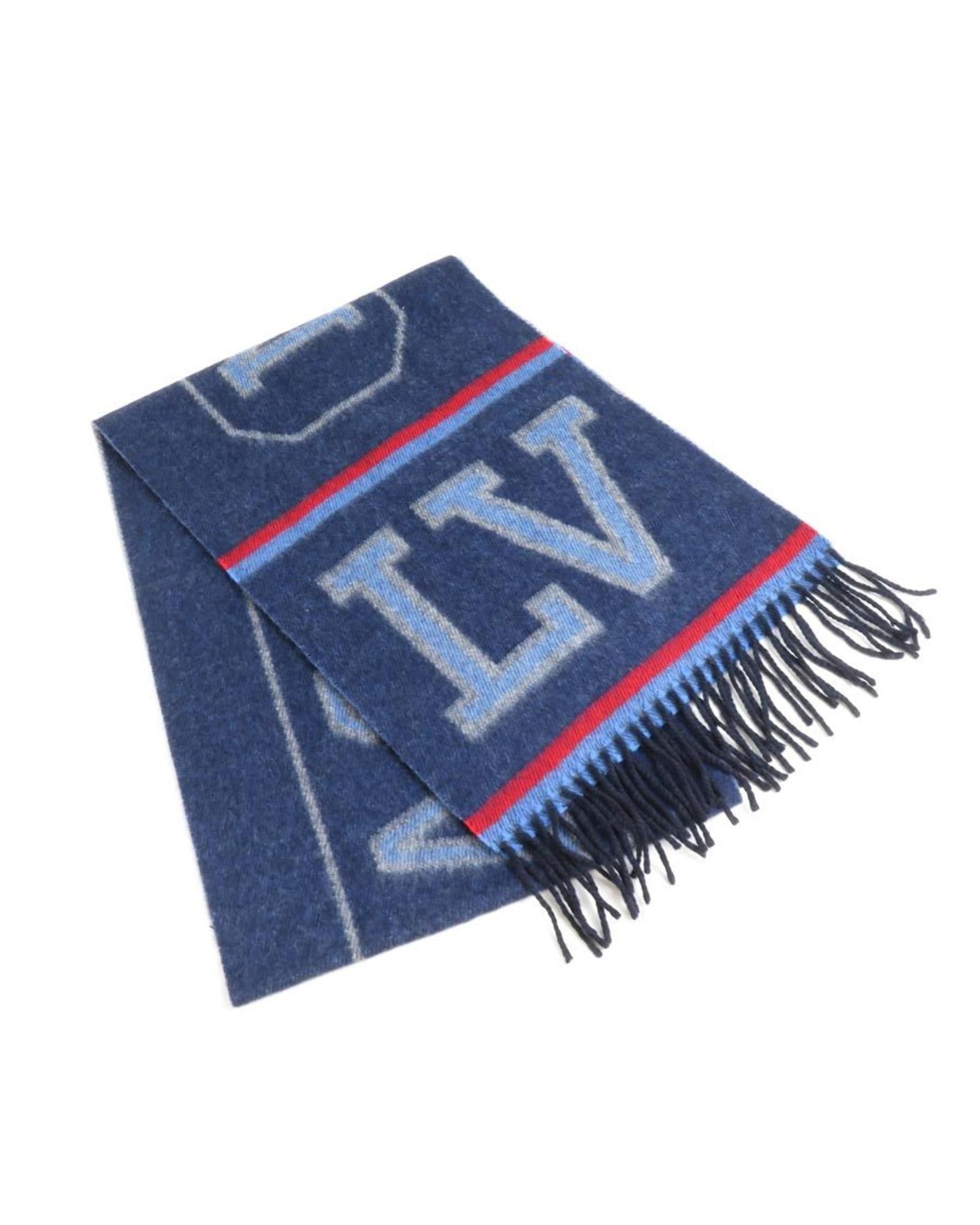 Multicolored Navy Wool Cashmere Shawl