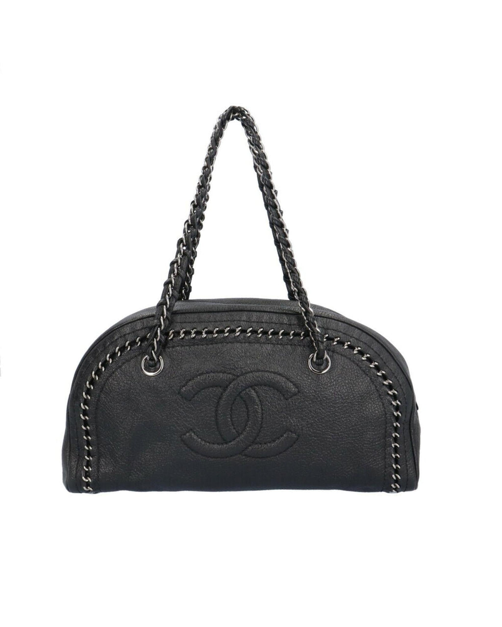 Chanel Chain Bag Black Leather HalfMoon
