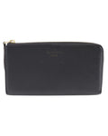 Grained Leather Zip-Around Wallet with Monogram Flower Zipper Pull
