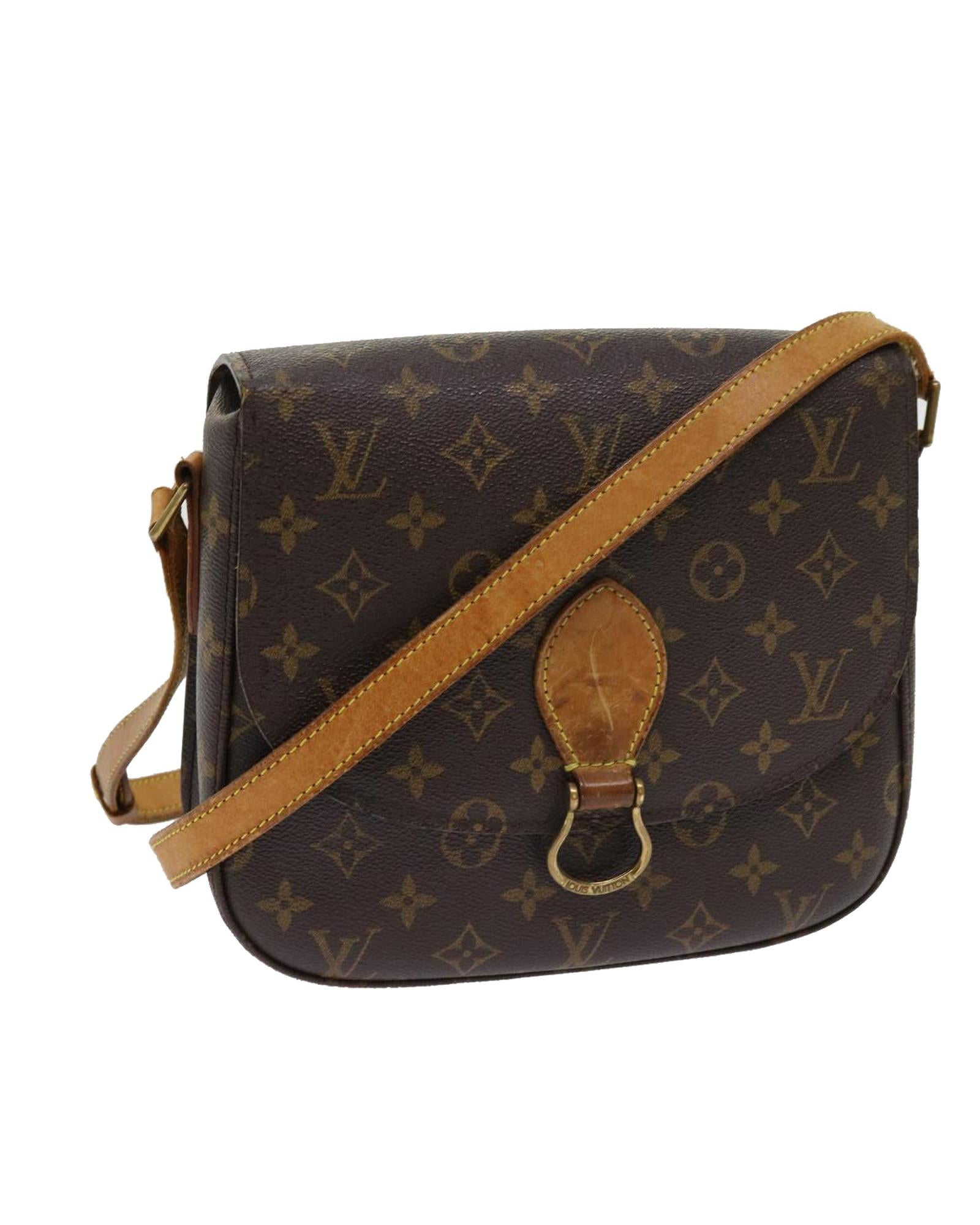 Coated Canvas Shoulder Bag with Golden Hardware and Adjustable Strap