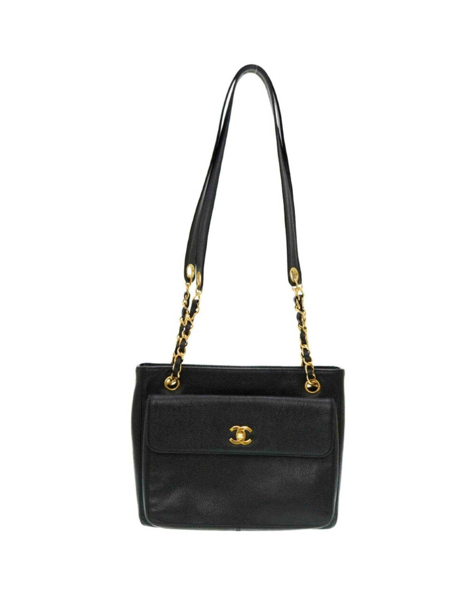 Chanel Black Caviar Leather Shoulder Bag