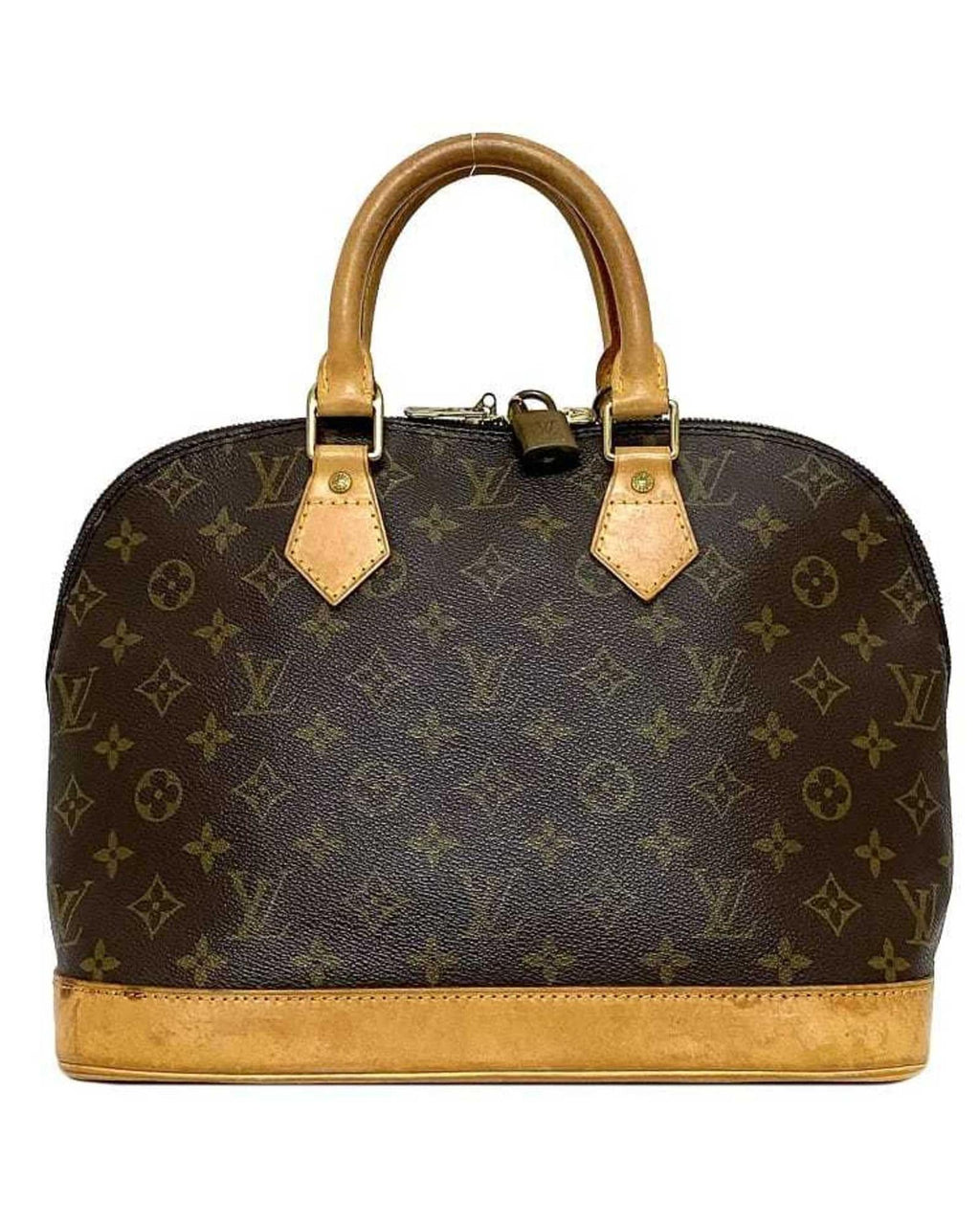 Monogram Canvas Handbag with Leather Trim and Silver Metallic Finishes