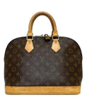 Monogram Canvas Handbag with Leather Trim and Silver Metallic Finishes