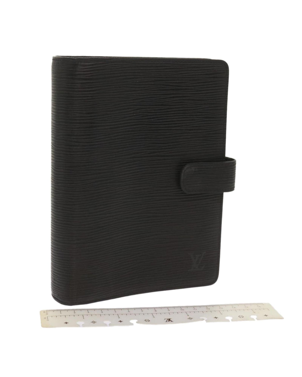Black Leather Daily Planner Cover with Ruler
