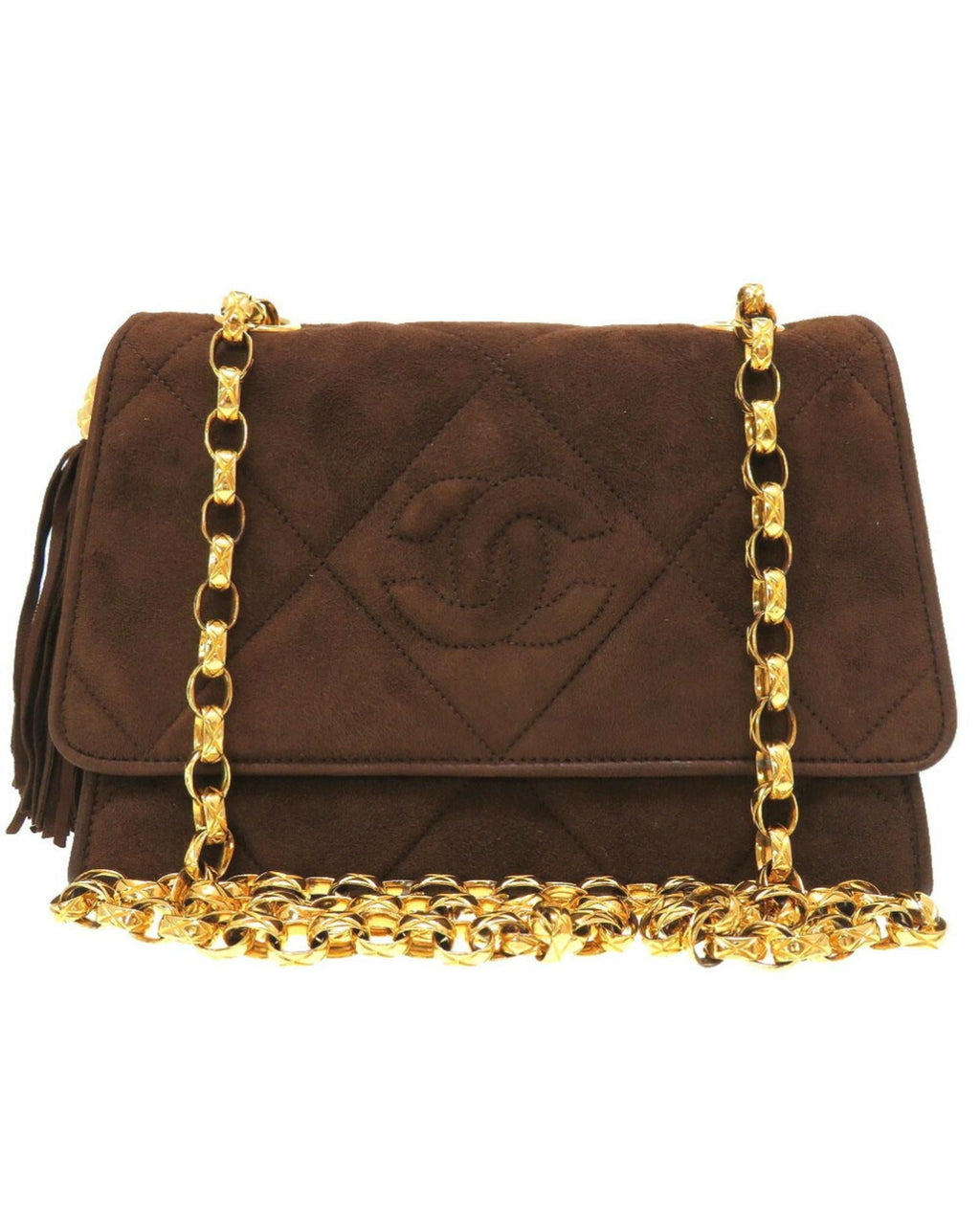 Chanel Vintage Quilted Suede Shoulder Bag