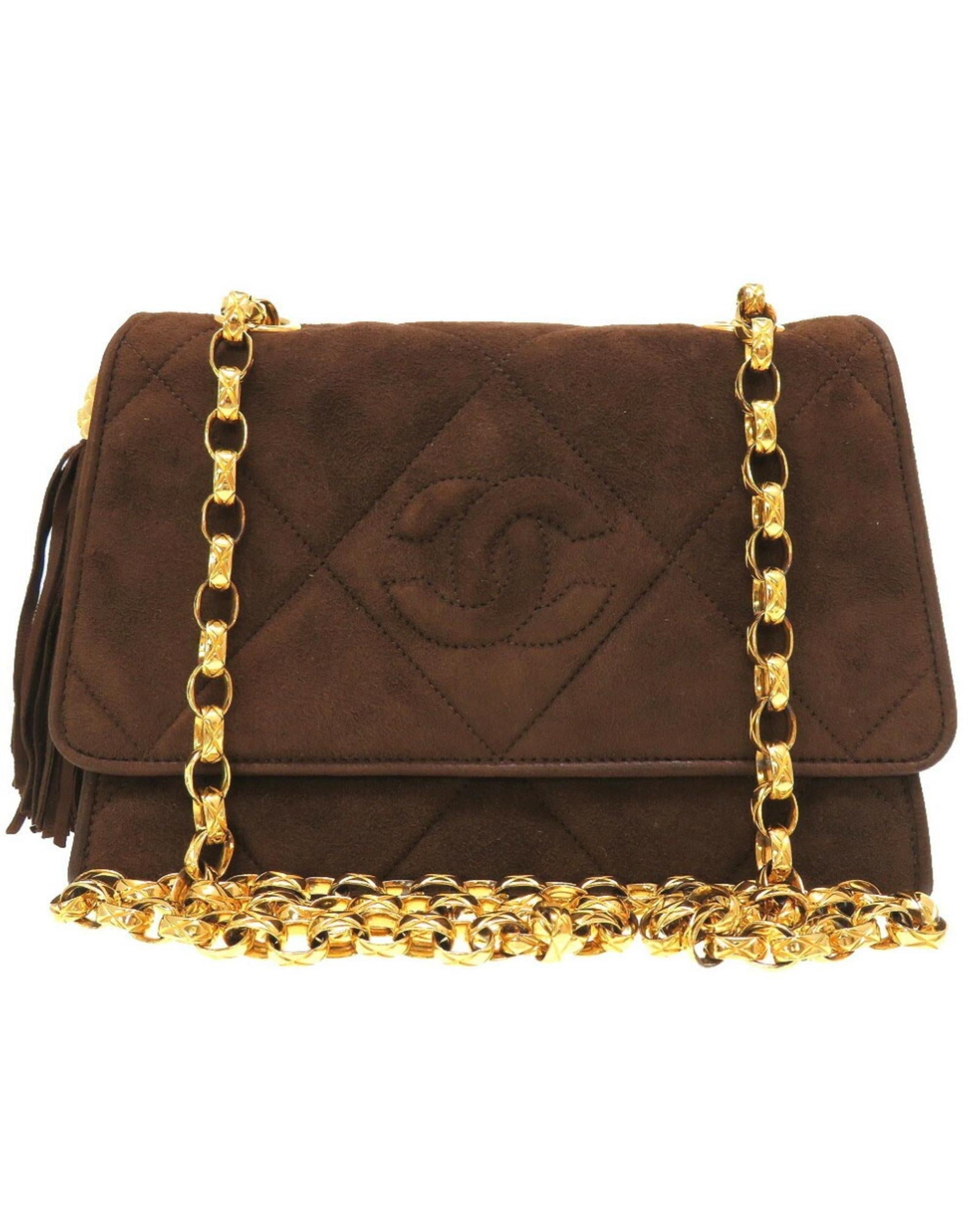 Chanel Vintage Quilted Suede Shoulder Bag